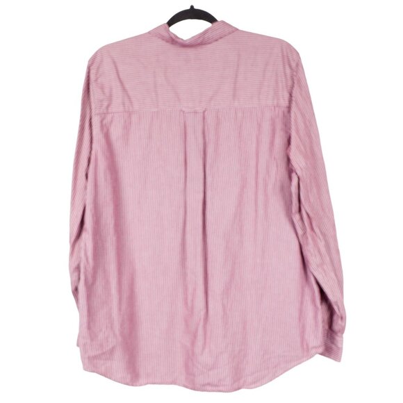 Y2K Button Up Shirt L Womens Momcore Striped Pink White Career Casual Cotton - Picture 7 of 7